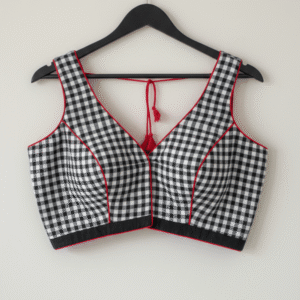 Breathable 100% Cotton Sleeveless Blouse in Classic Check