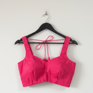 Pink Solid Sleeveless Sweetheart Blouse