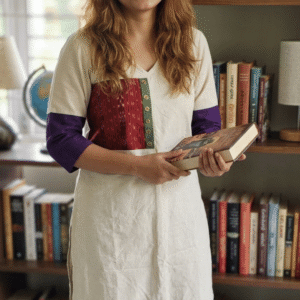 White solid Kurti with Patch detailing