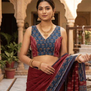 Ajrakh V neck princess cut blouse