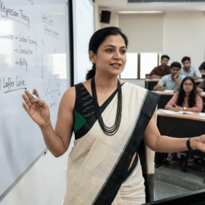 100%cotton ikkat with green check blouse