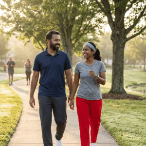 Red ankle length straight pants.