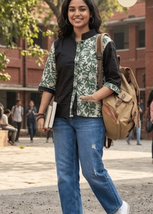 Hand block Dabu print cotton flex Shirt