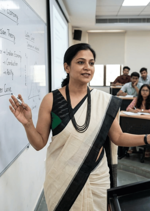 100%cotton ikkat with green check blouse