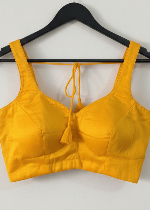 Mustard Yellow Cotton Sleeveless Blouse