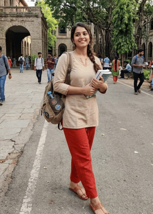 Rust ankle length straight pants