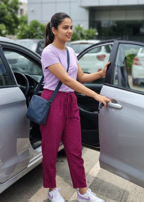 Movish pink ankle length straight pants