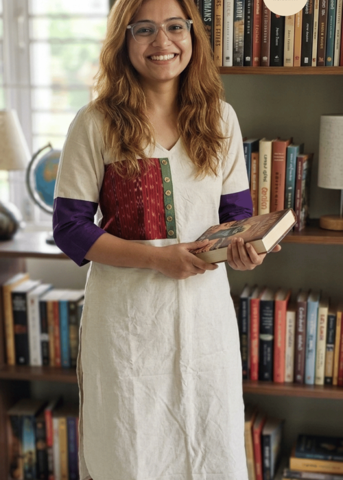 White solid Kurti with Patch detailing