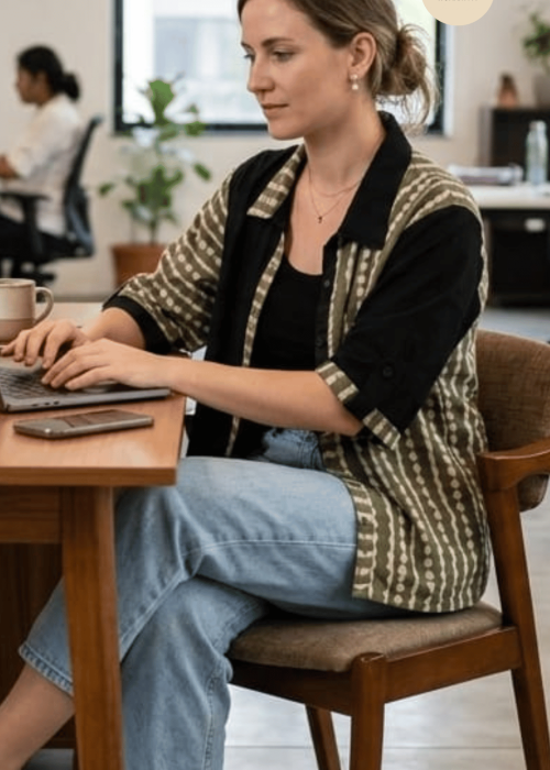 Hand block Dabu print cotton flex Shirt