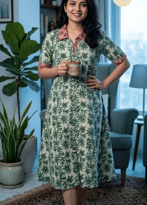 Coat Collar Kurti with Patch detailing