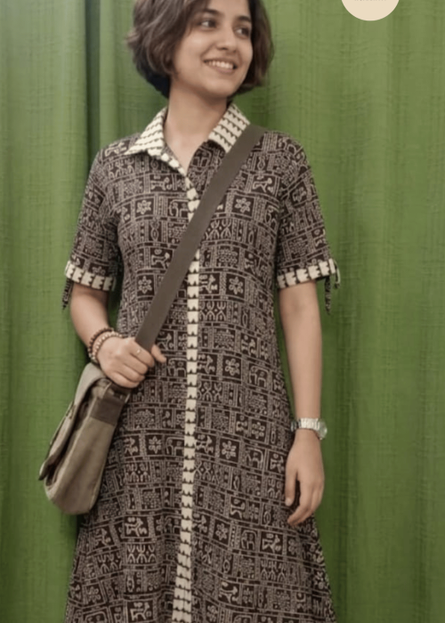 Coat Collar Kurti with Patch detailing