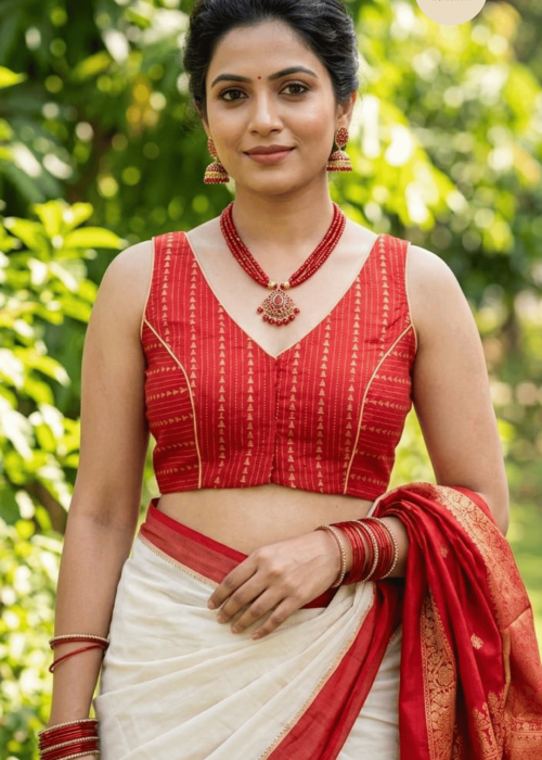 Fabric raw Sleeveless Blouse